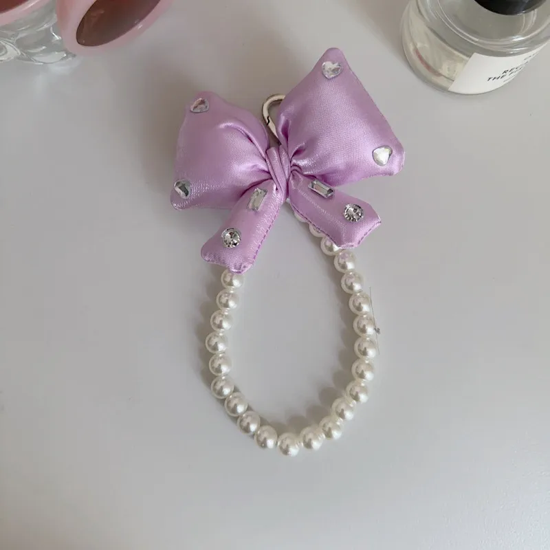 Pink Bow Pearl Bag Pendant, Beaded Handbag Stand, Jewelry Accessories display picture 7