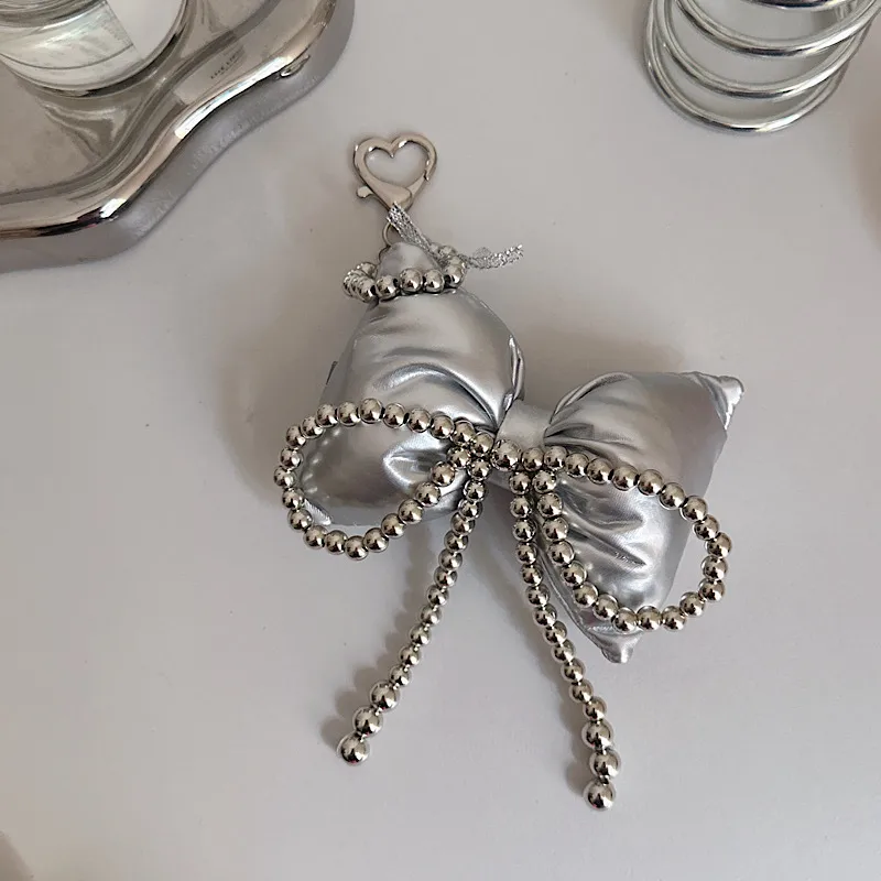 Fashion Bowknot Heart-Shaped Car Key Ring Mobile Phone Accessories PVC Material Metal Buckle Jewelry Mobile Phone Belt Sweet Style display picture 6