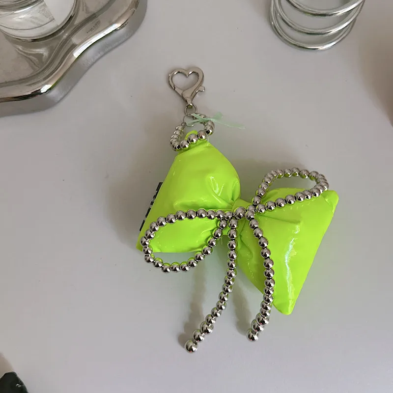 Fashion Bowknot Heart-Shaped Car Key Ring Mobile Phone Accessories PVC Material Metal Buckle Jewelry Mobile Phone Belt Sweet Style display picture 2