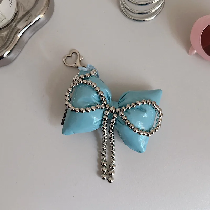 Fashion Bowknot Heart-Shaped Car Key Ring Mobile Phone Accessories PVC Material Metal Buckle Jewelry Mobile Phone Belt Sweet Style display picture 3