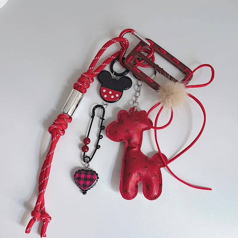Modeling Cute Bear Leather Key Chain Package Pendant Woven Decorative Miu Style Mixed Aesthetic Animal Pattern Pu Material Decorative Accessories display picture 4