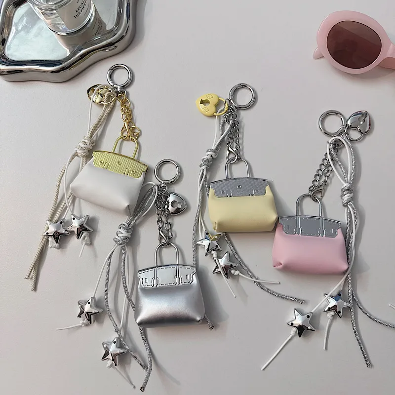 Cute Mini 3D Bag-shaped Pendant School Bag Decoration Pendant Chain Light And Sweet Style PU Material Girly Heart display picture 1