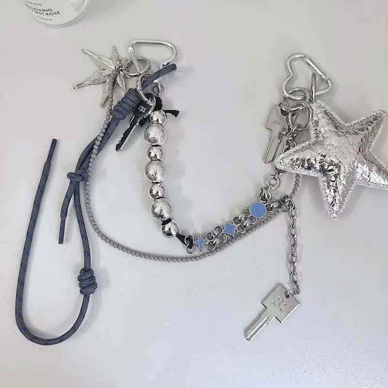 Miu Series Sweet And Cool Heart-shaped Bow Pendant, Leopard Print Beads, Colorful Woven Rope Pearl Cha display picture 3