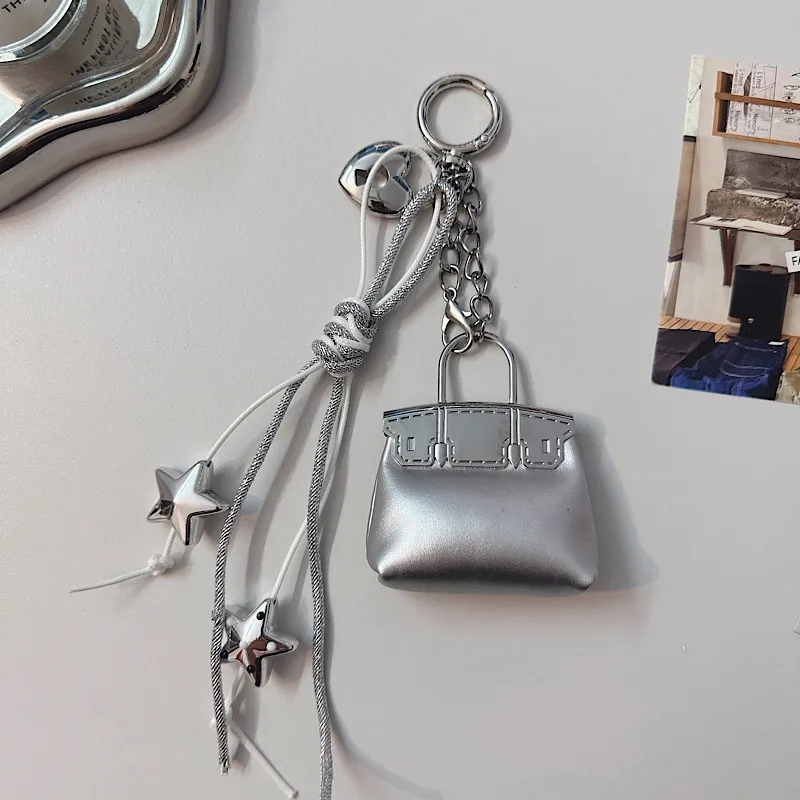 Cute Mini 3D Bag-shaped Pendant School Bag Decoration Pendant Chain Light And Sweet Style PU Material Girly Heart display picture 2