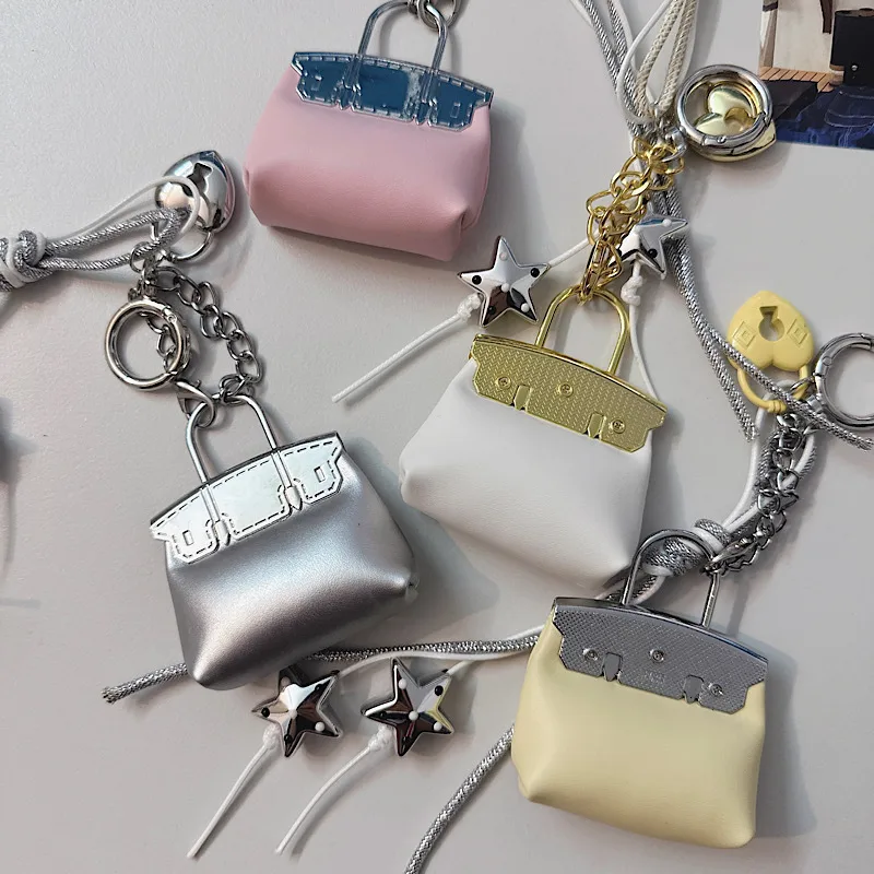 Cute Mini 3D Bag-shaped Pendant School Bag Decoration Pendant Chain Light And Sweet Style PU Material Girly Heart display picture 5