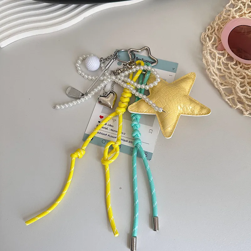Star Pearl Bow Heart-Shaped Car Key Case Decorative Hanging Chain Summer Mobile Phone Accessories PVC Material display picture 5