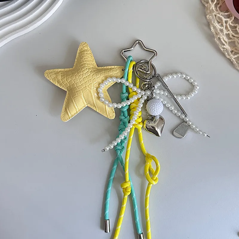 Star Pearl Bow Heart-Shaped Car Key Case Decorative Hanging Chain Summer Mobile Phone Accessories PVC Material display picture 3