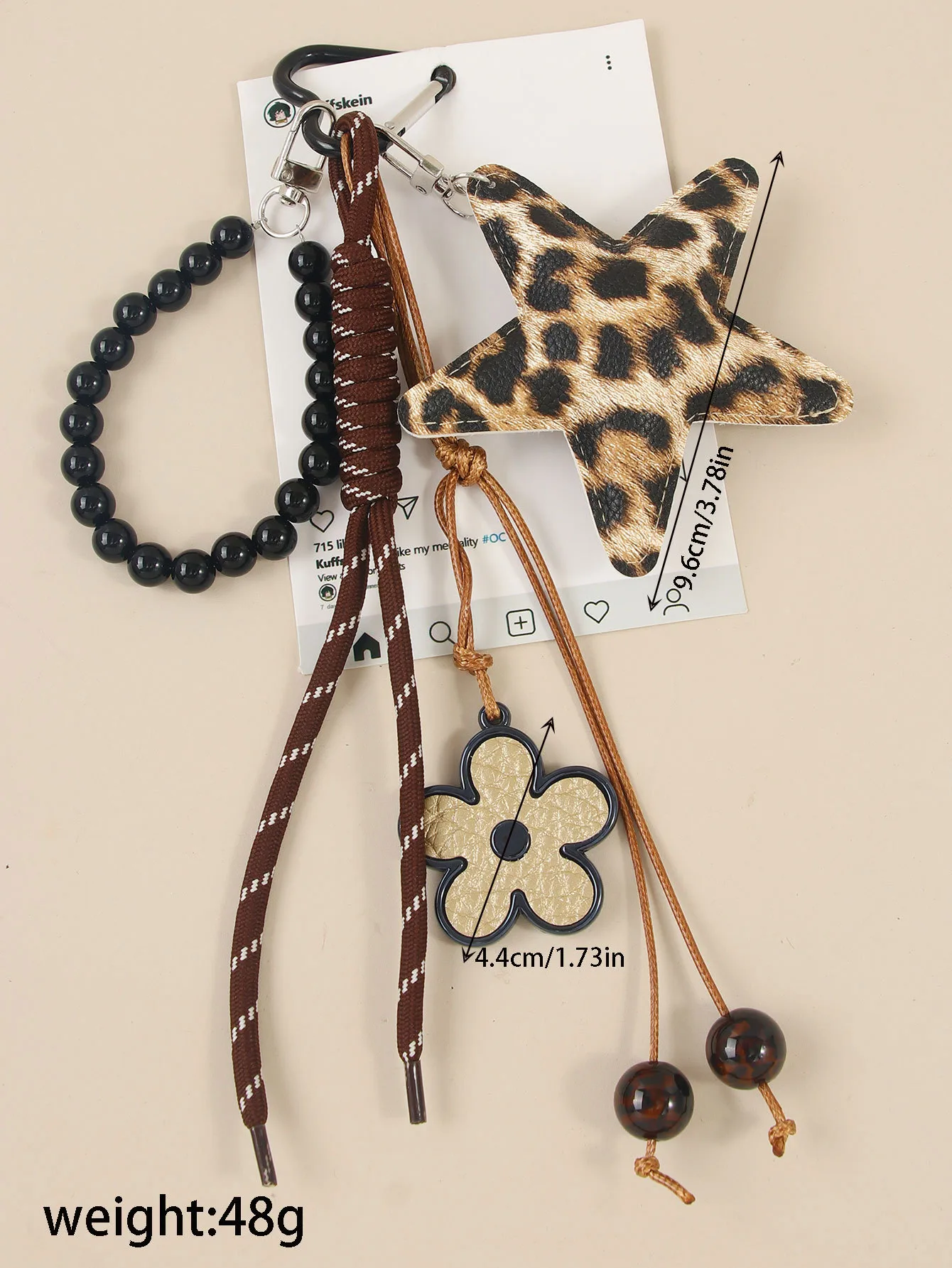Fashion New XINGX Pattern Beaded Braided Rope Package Pendant Keychain Accessories Pu Material Personalized Design Ornaments display picture 1