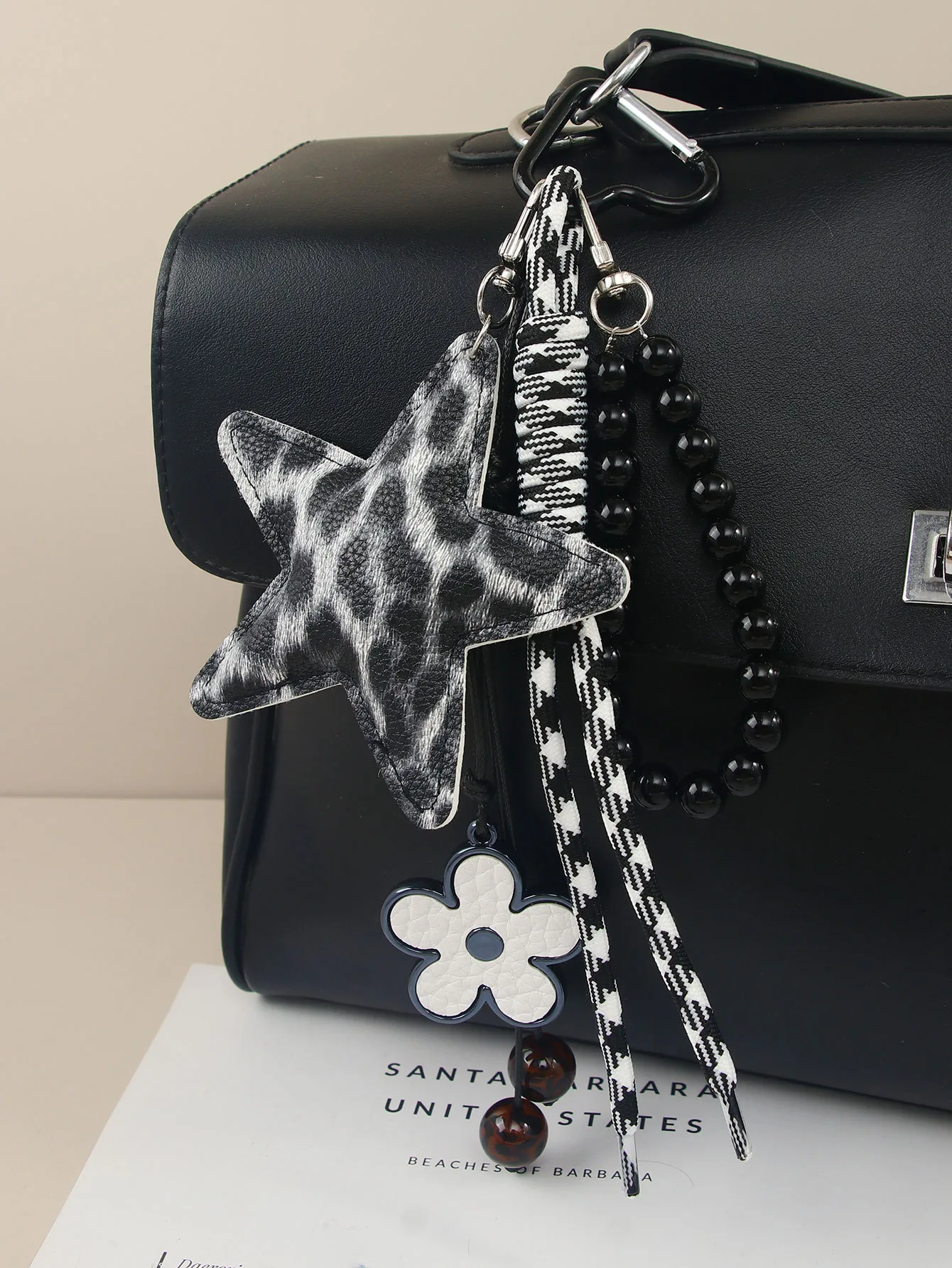 Fashion New XINGX Pattern Beaded Braided Rope Package Pendant Keychain Accessories Pu Material Personalized Design Ornaments display picture 2