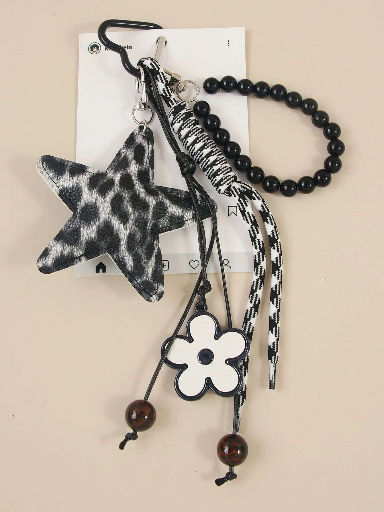 Fashion New XINGX Pattern Beaded Braided Rope Package Pendant Keychain Accessories Pu Material Personalized Design Ornaments display picture 4
