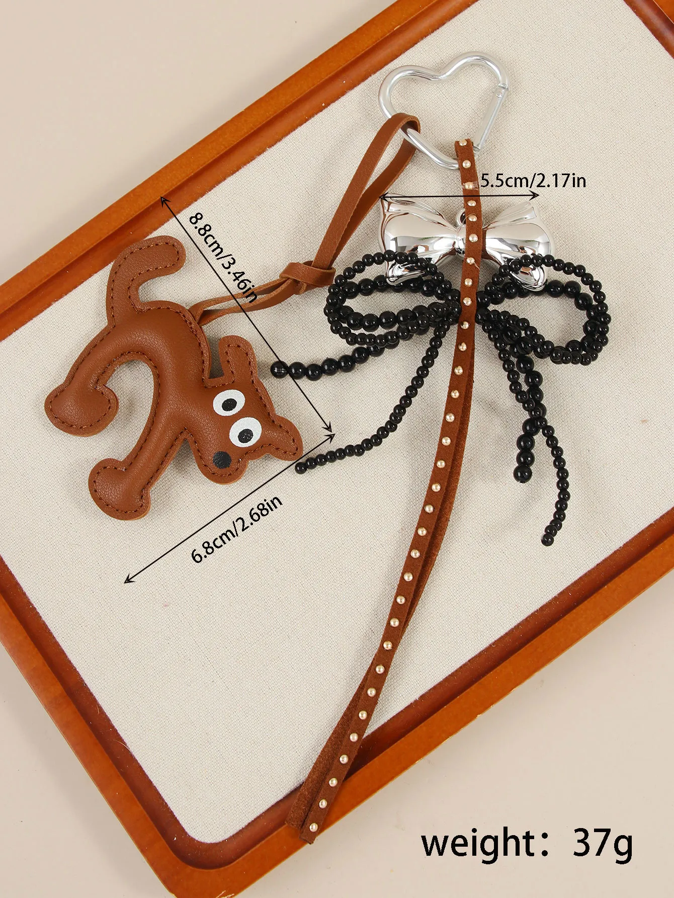 Cute Shape Bell Cat Pendant Accessories Braided Rope Keychain Bag Accessories Miu Series Pu Big Eyes Cat Design Personalized display picture 1