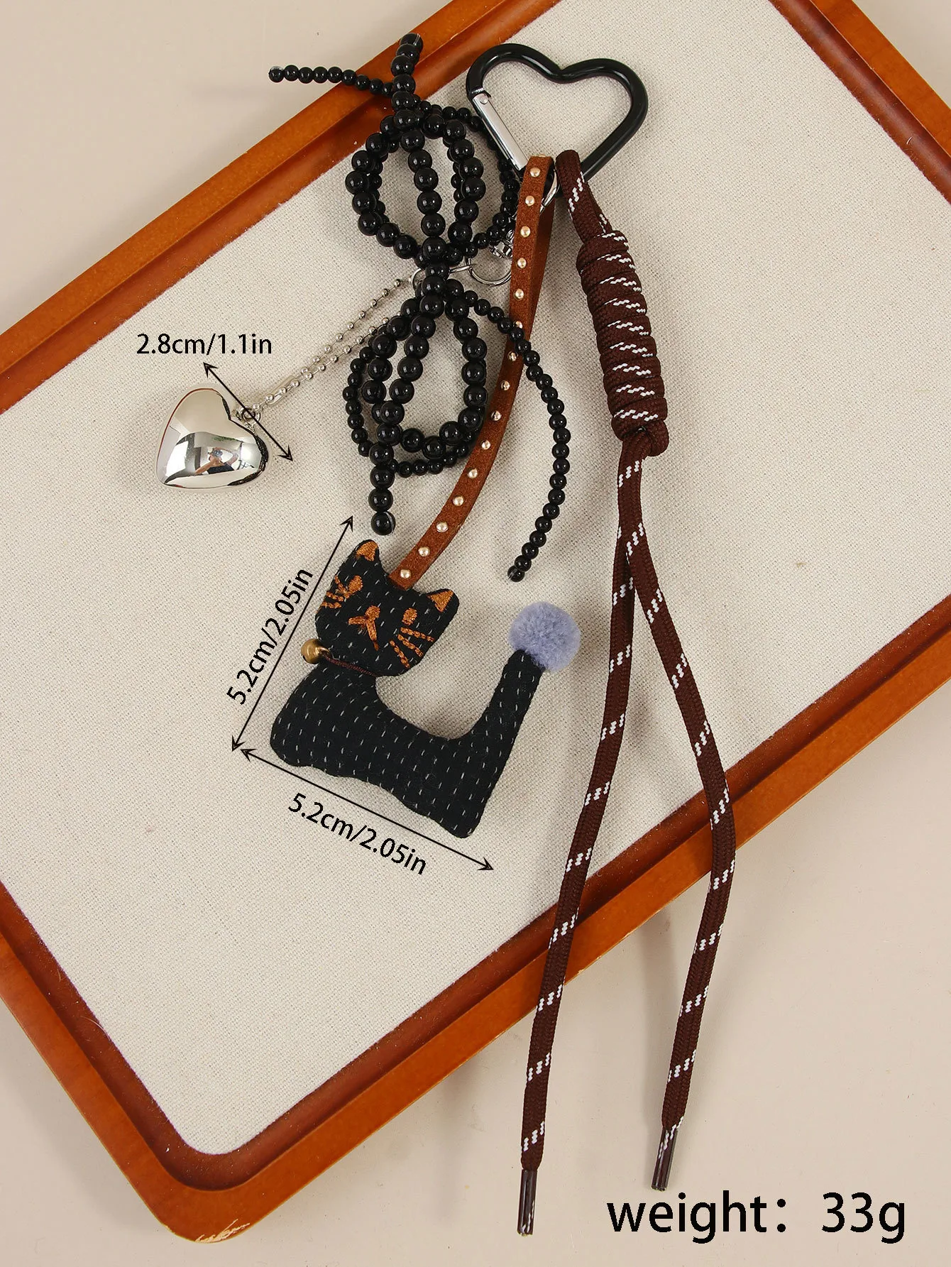 Cute Shape Bell Cat Pendant Accessories Braided Rope Keychain Bag Accessories Miu Series Pu Big Eyes Cat Design Personalized display picture 2