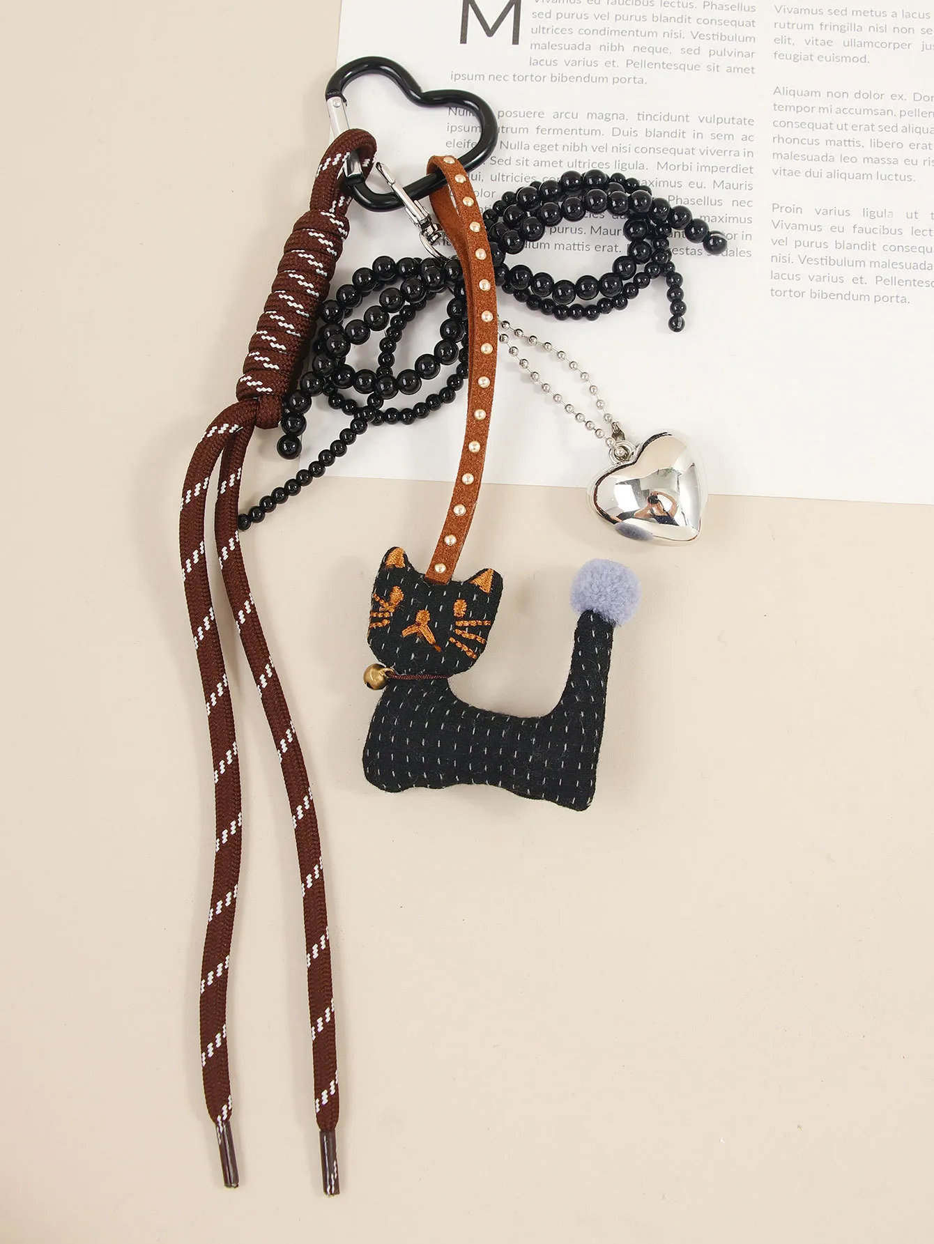 Cute Shape Bell Cat Pendant Accessories Braided Rope Keychain Bag Accessories Miu Series Pu Big Eyes Cat Design Personalized display picture 8