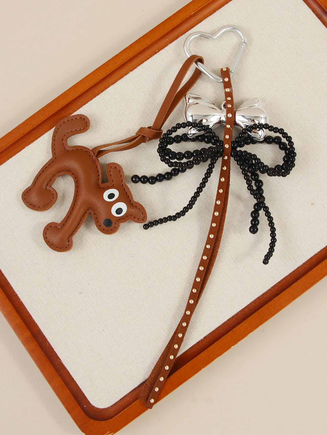 Cute Shape Bell Cat Pendant Accessories Braided Rope Keychain Bag Accessories Miu Series Pu Big Eyes Cat Design Personalized display picture 12