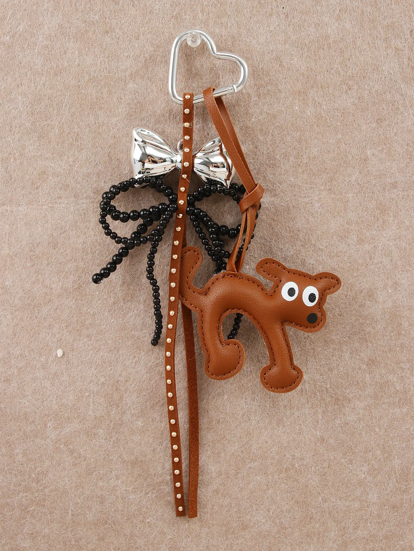 Cute Shape Bell Cat Pendant Accessories Braided Rope Keychain Bag Accessories Miu Series Pu Big Eyes Cat Design Personalized display picture 15
