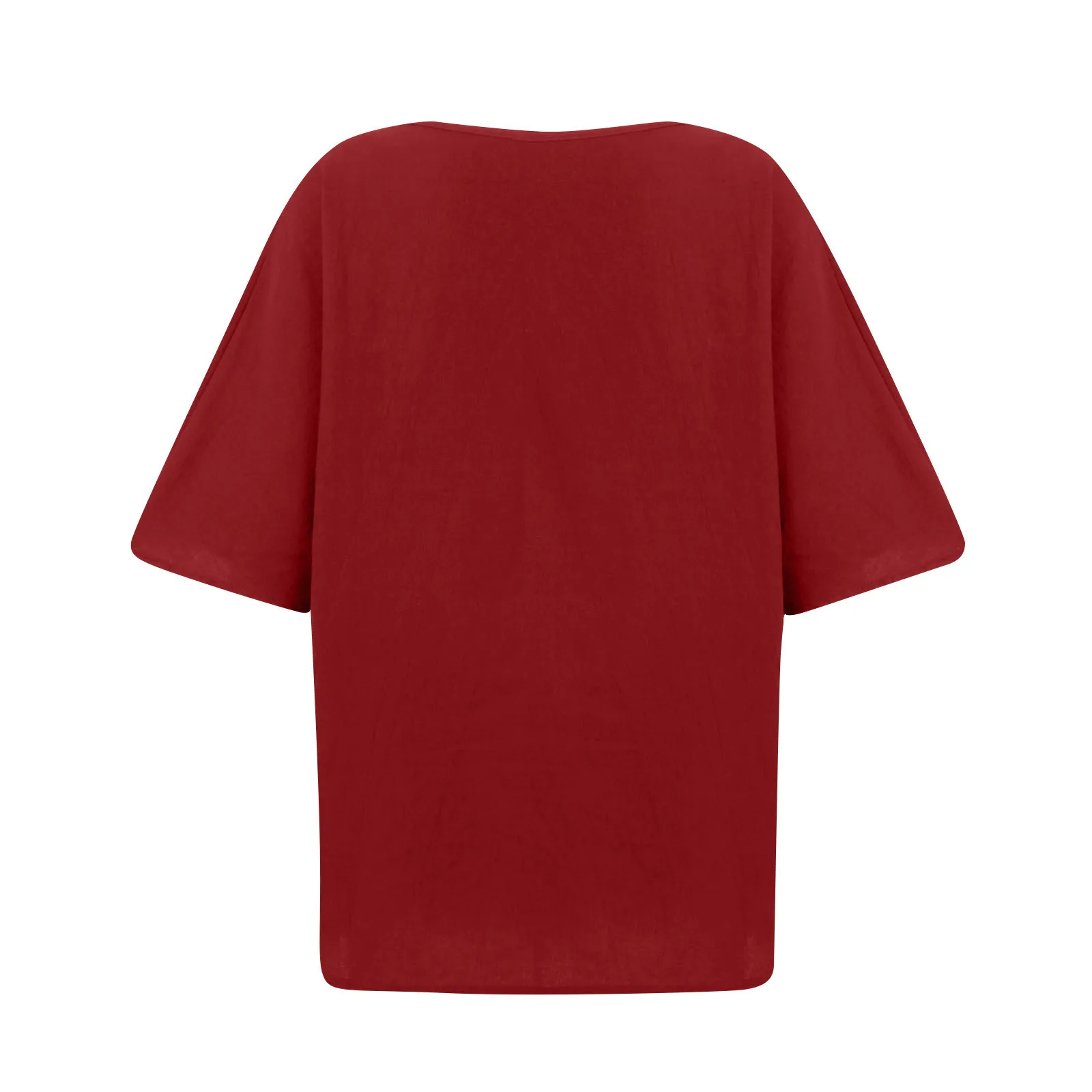 Summer Cotton Linen Solid Color Short Sleeve Women's Slim Fit Casual Top Plus Size Women's Shirt Round Neck T-Shirt Street Style display picture 9