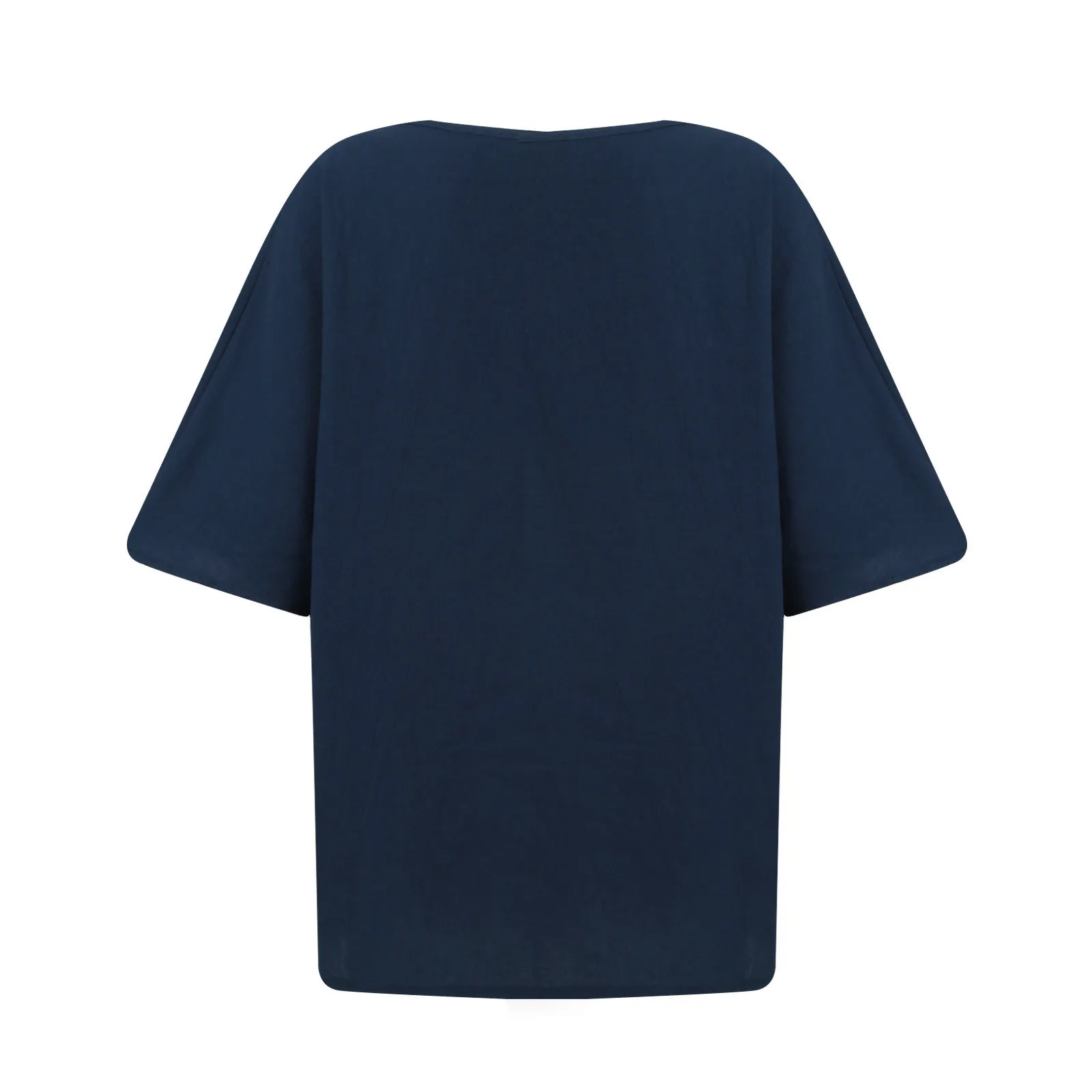 Summer Cotton Linen Solid Color Short Sleeve Women's Slim Fit Casual Top Plus Size Women's Shirt Round Neck T-Shirt Street Style display picture 10