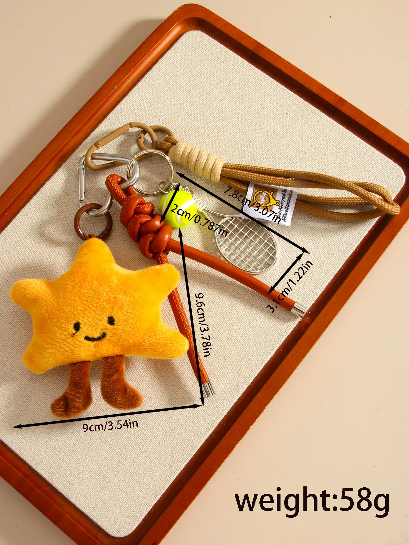 Samsung-Shaped Plush Key Chain Bag Accessories Sweet Girl Doll Tennis Key Chain Handmade Design Fashion Personalized Blogger Item display picture 1