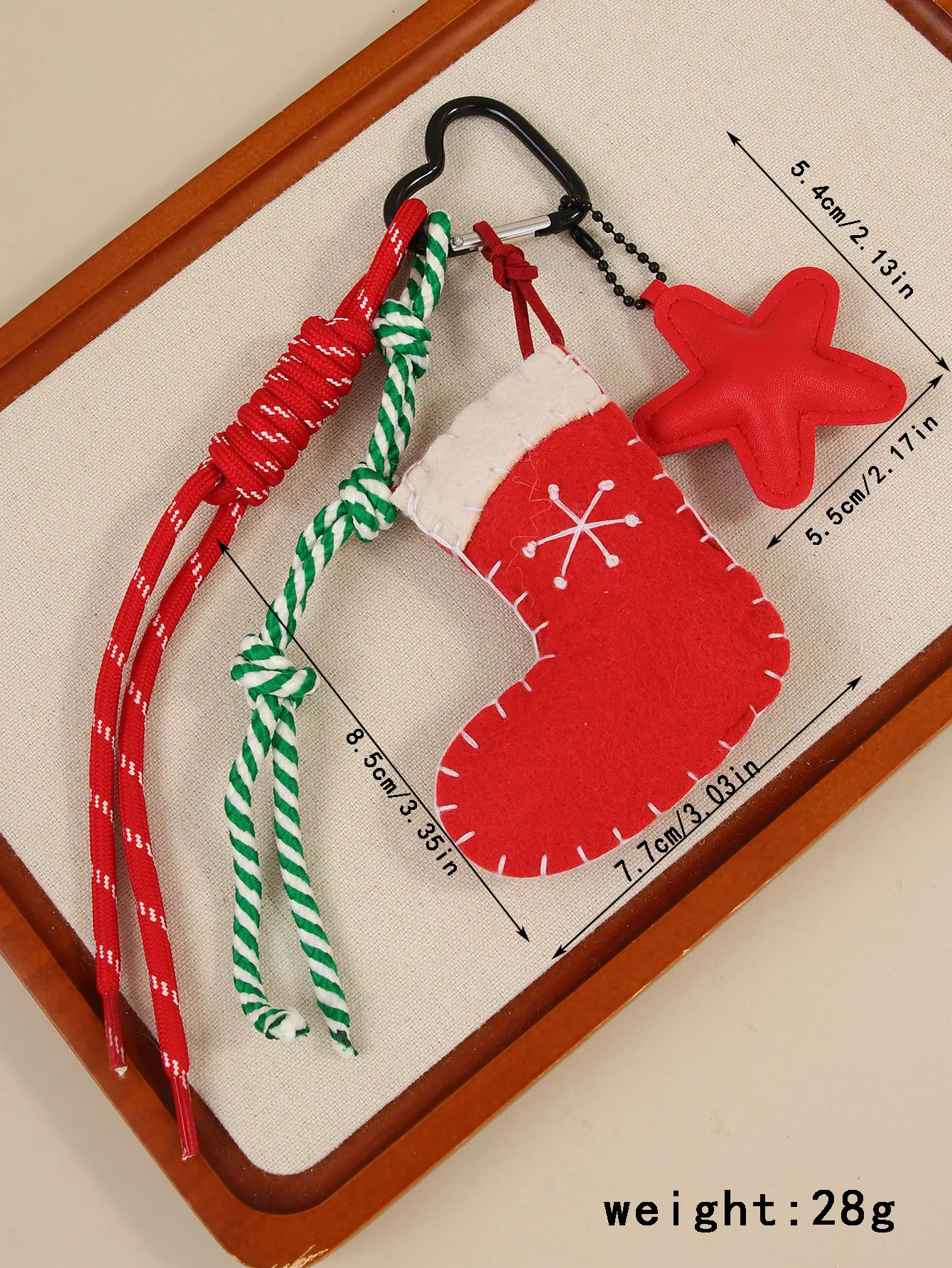 Christmas Keychain Cute Cartoon Wool Felt Santa Claus Socks Gloves Bag Accessories Creative Gift Handmade Star Moon Cloud Universe Design display picture 1