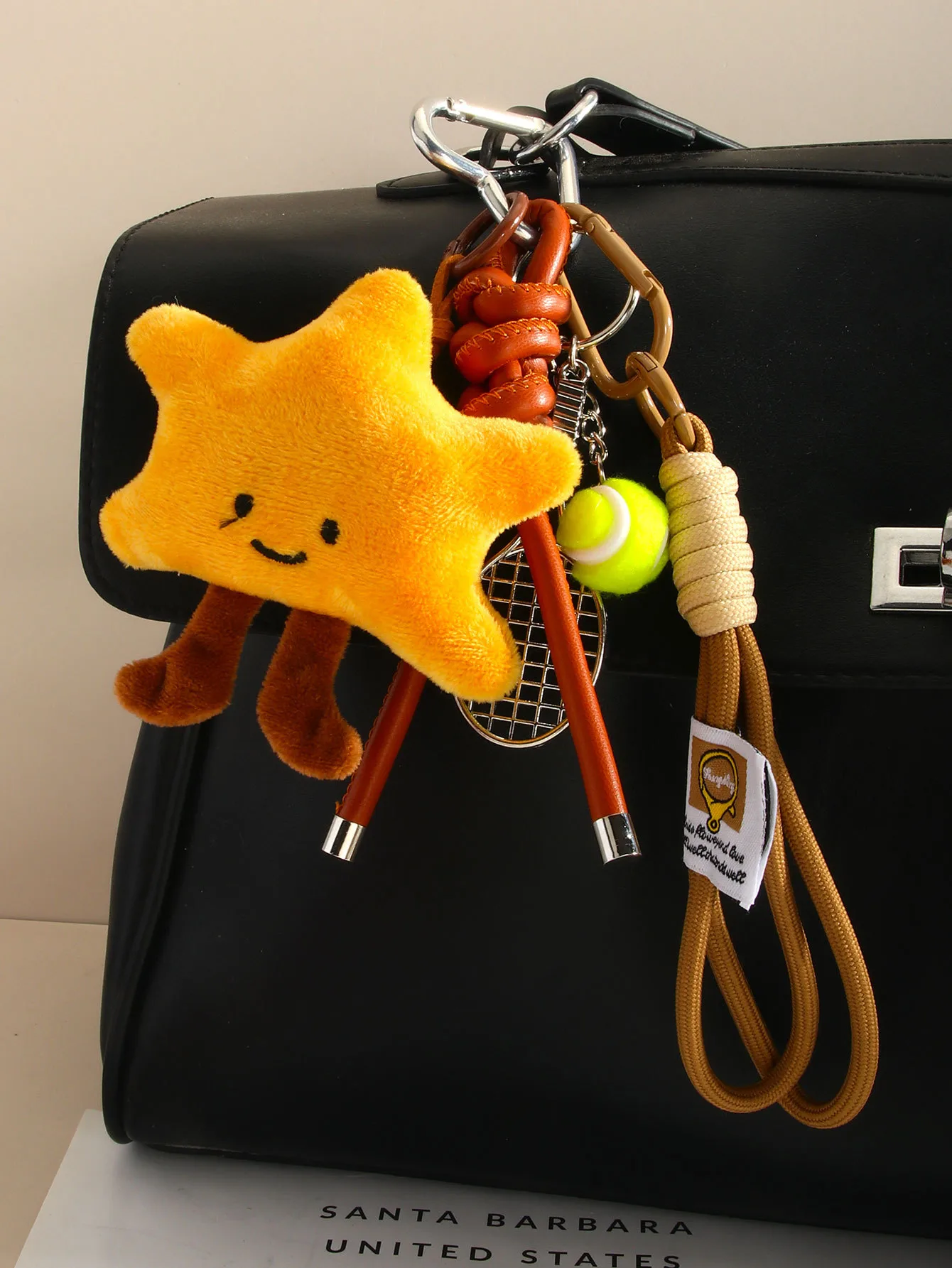 Samsung-Shaped Plush Key Chain Bag Accessories Sweet Girl Doll Tennis Key Chain Handmade Design Fashion Personalized Blogger Item display picture 3