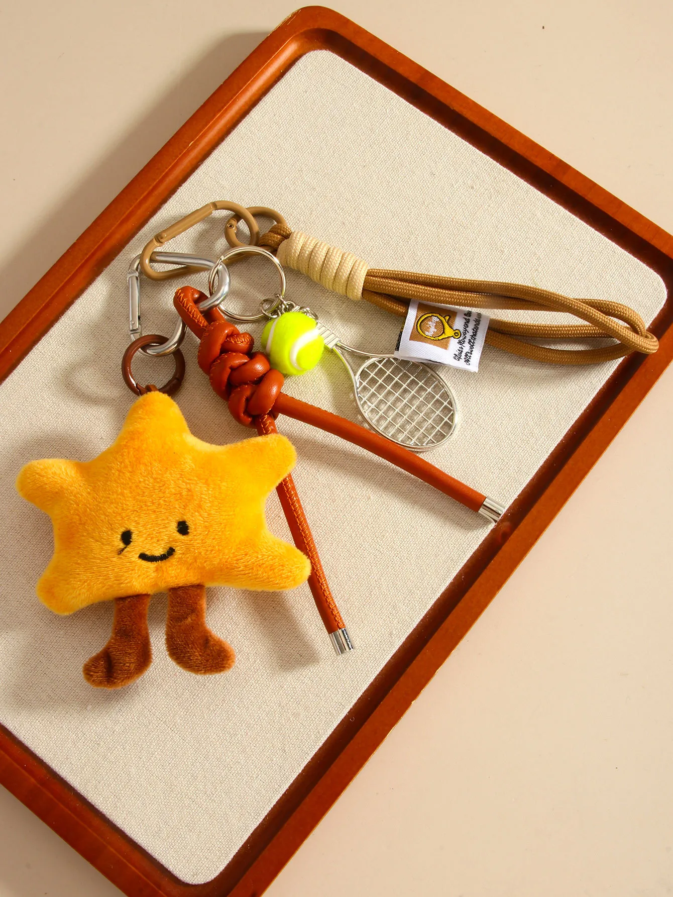 Samsung-Shaped Plush Key Chain Bag Accessories Sweet Girl Doll Tennis Key Chain Handmade Design Fashion Personalized Blogger Item display picture 4