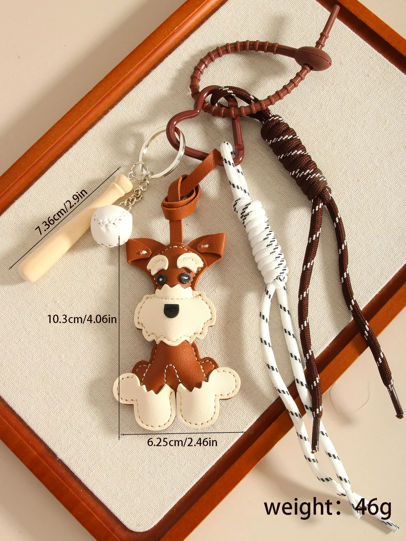 Cute PU Dog Howling Keychain Climbing Hook Baseball Knitting Rope Pendant Multi-functional Bag Decor Personalized Style Semi-Handmade Design display picture 1