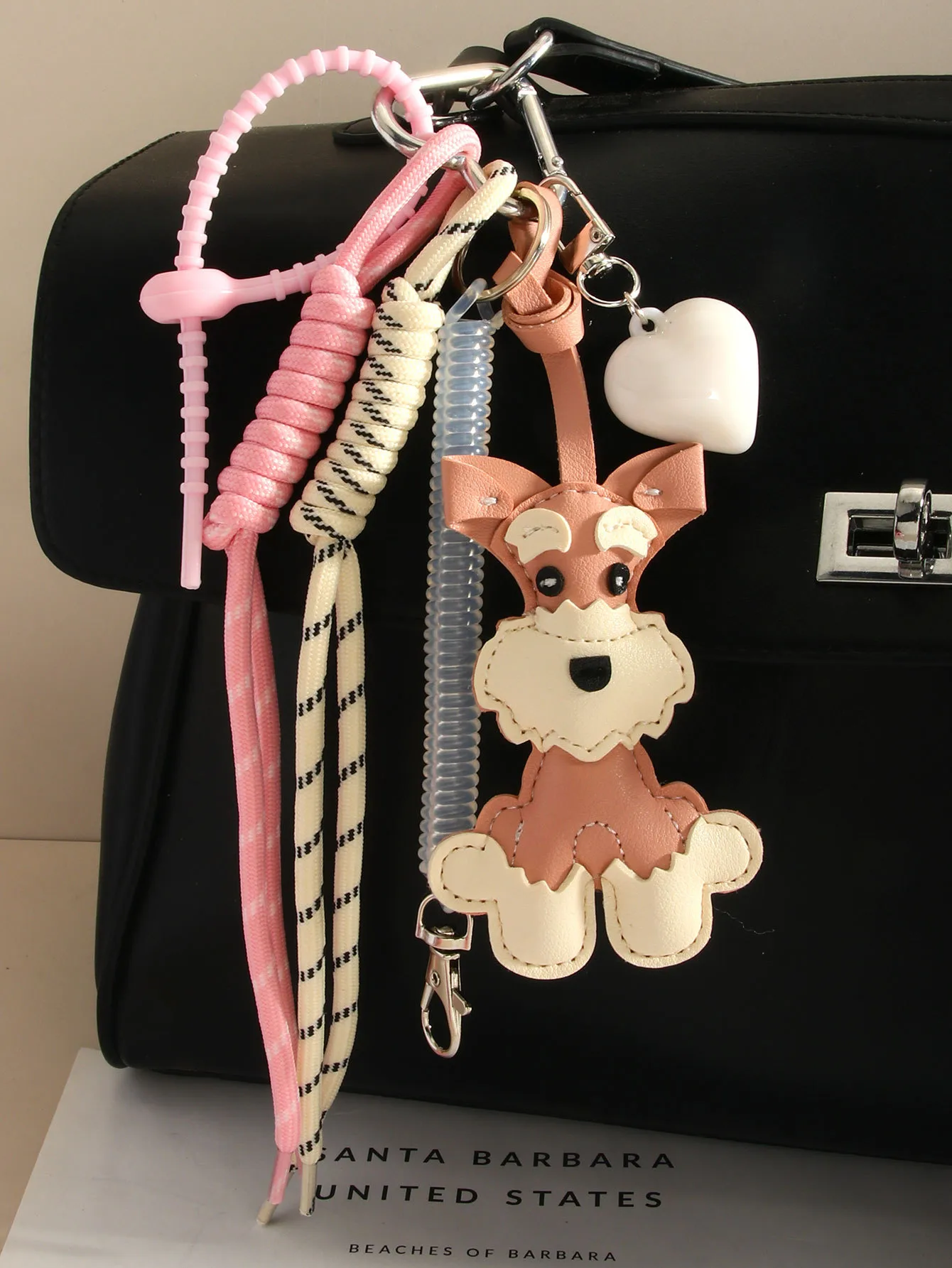 Cute PU Dog Howling Keychain Climbing Hook Baseball Knitting Rope Pendant Multi-functional Bag Decor Personalized Style Semi-Handmade Design display picture 5