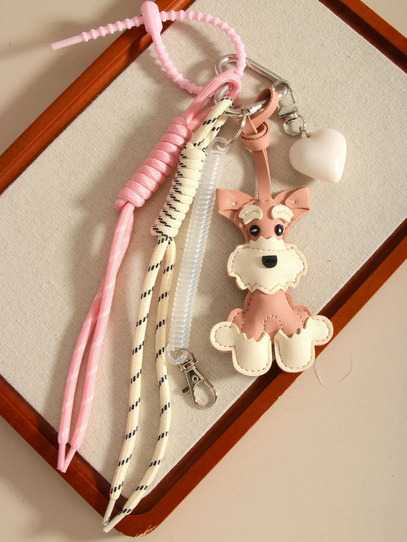 Cute PU Dog Howling Keychain Climbing Hook Baseball Knitting Rope Pendant Multi-functional Bag Decor Personalized Style Semi-Handmade Design display picture 6