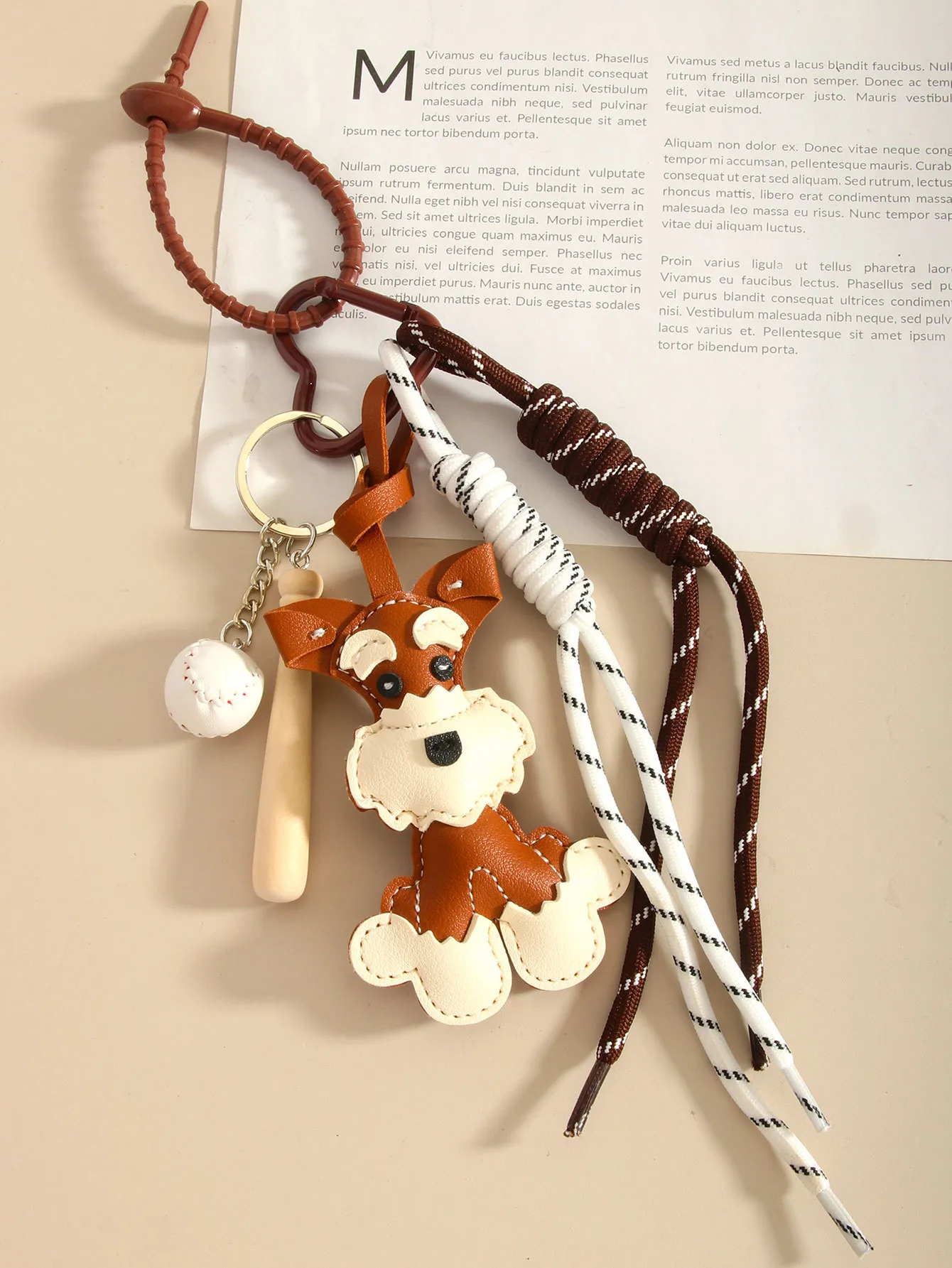 Cute PU Dog Howling Keychain Climbing Hook Baseball Knitting Rope Pendant Multi-functional Bag Decor Personalized Style Semi-Handmade Design display picture 9