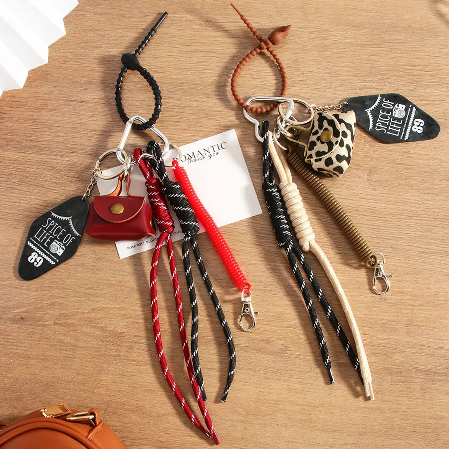 Fashion Leopard Leather Mini Bag With Braided Rope Mobile Phone Pendant High-End Good Texture Personality Half-Handmade Design display picture 3