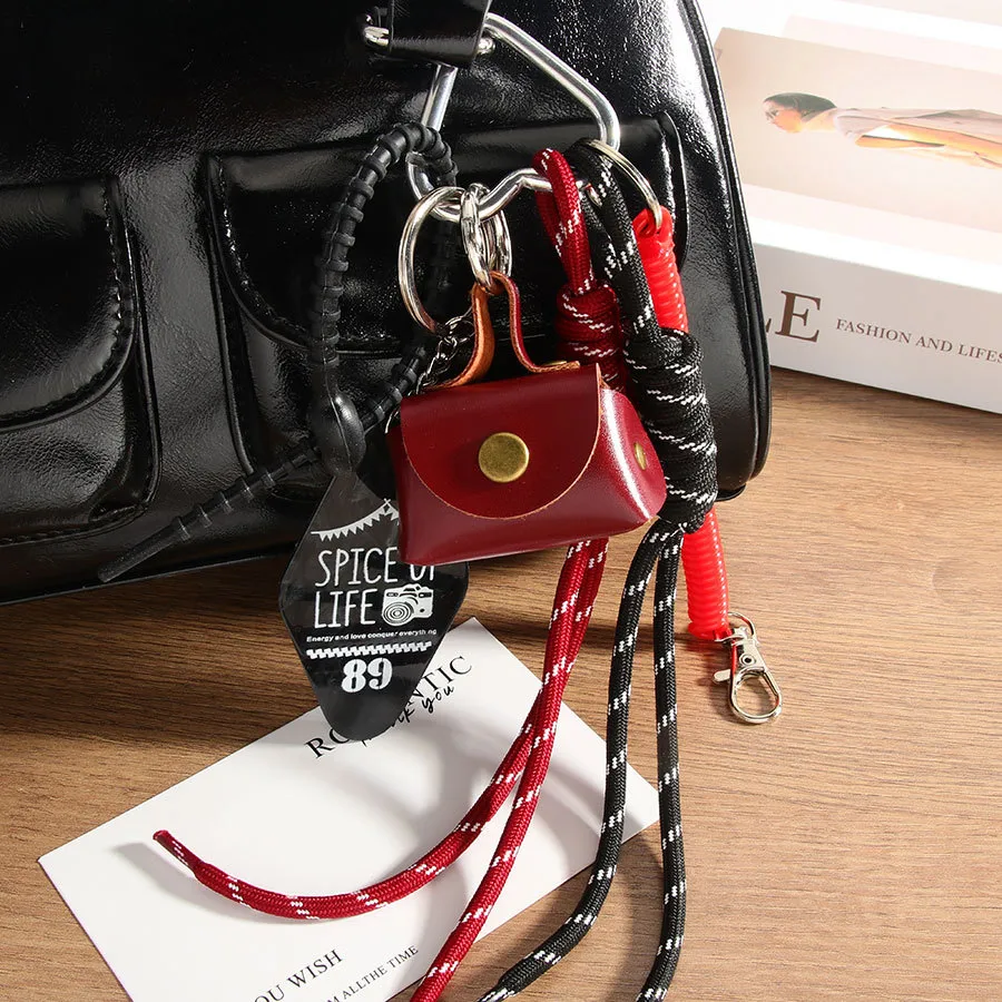 Fashion Leopard Leather Mini Bag With Braided Rope Mobile Phone Pendant High-End Good Texture Personality Half-Handmade Design display picture 4