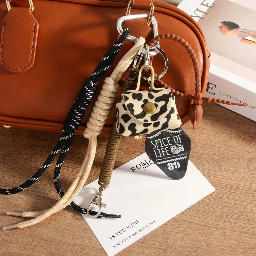 Fashion Leopard Leather Mini Bag With Braided Rope Mobile Phone Pendant High-End Good Texture Personality Half-Handmade Design display picture 5
