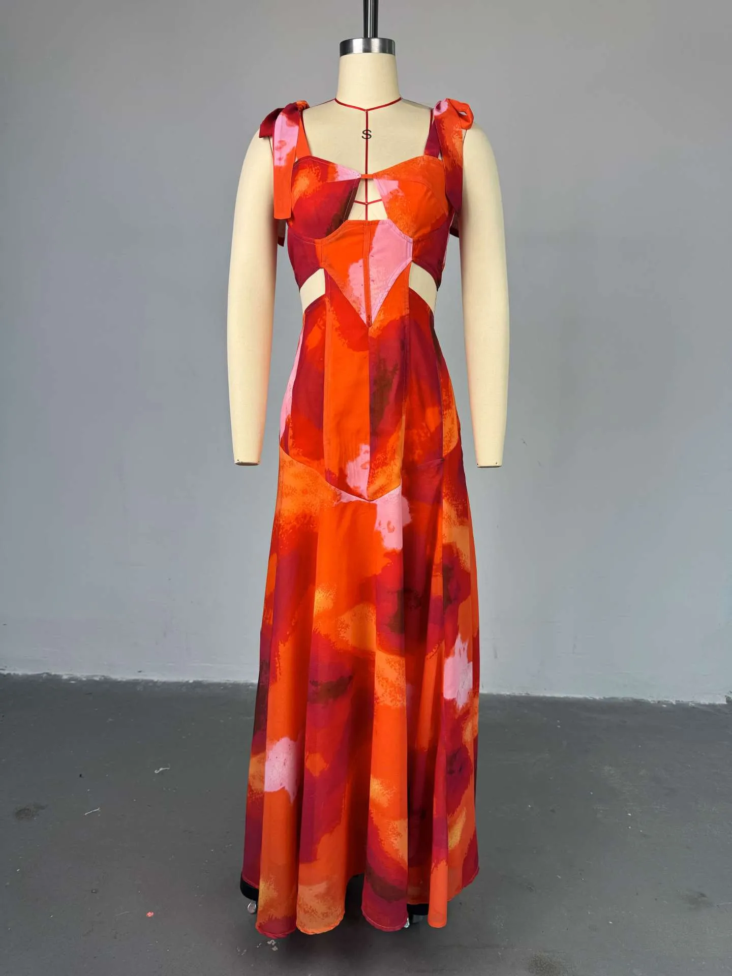 Sweet Fresh Floral Print Belt Vest High Waist A- Line Dress European Ladies Spring New Elegant Casual Dress display picture 2