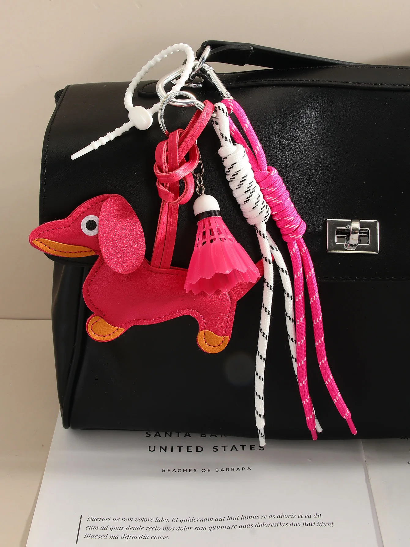 Cute Leather Sausage Dog Keychain Package Pendant Handmade Braided Rope Miu Style Original Design Pu Material Animal Pattern Ornaments display picture 2
