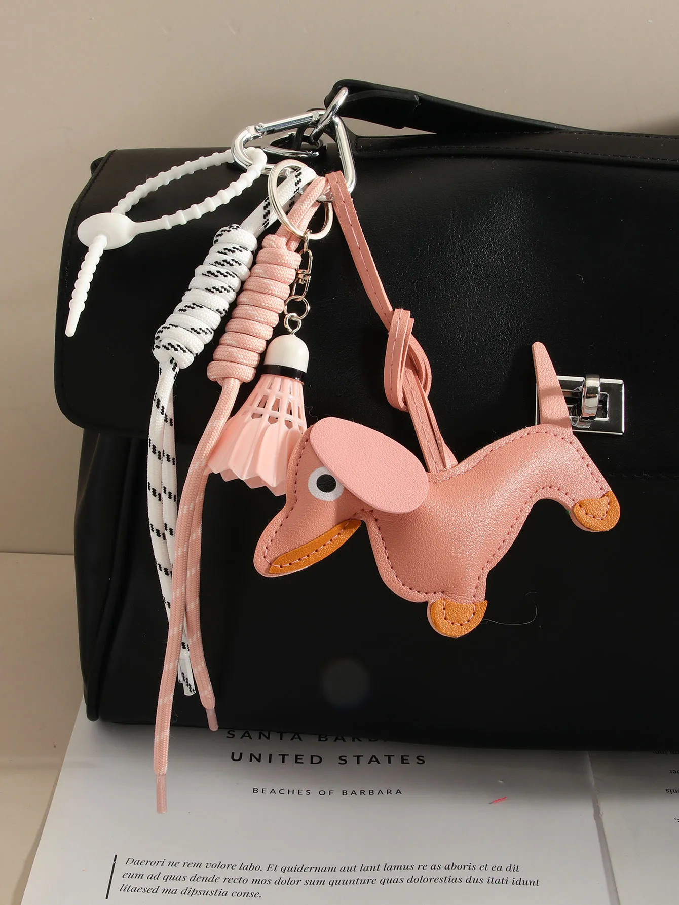 Cute Leather Sausage Dog Keychain Package Pendant Handmade Braided Rope Miu Style Original Design Pu Material Animal Pattern Ornaments display picture 3