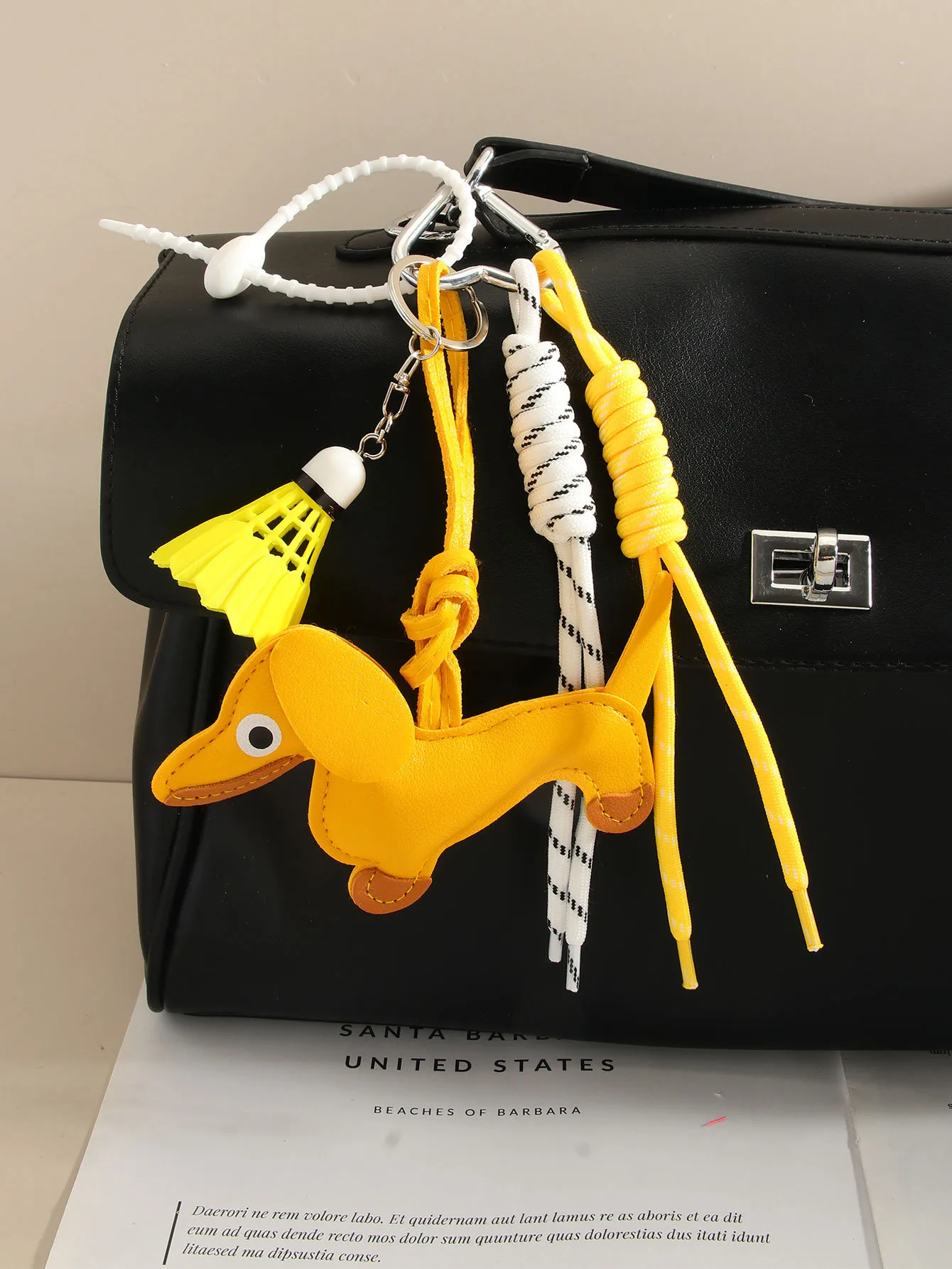 Cute Leather Sausage Dog Keychain Package Pendant Handmade Braided Rope Miu Style Original Design Pu Material Animal Pattern Ornaments display picture 4