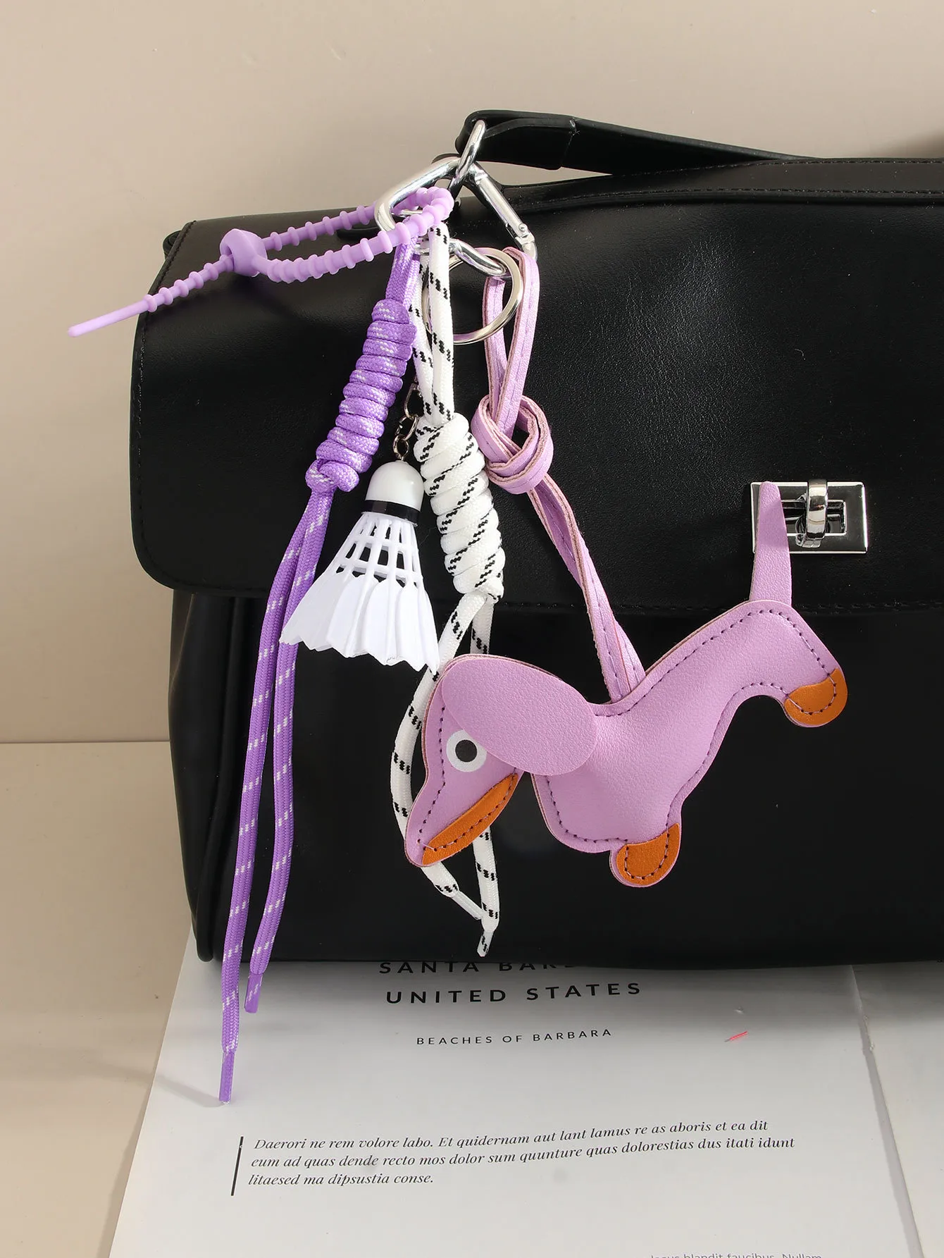 Cute Leather Sausage Dog Keychain Package Pendant Handmade Braided Rope Miu Style Original Design Pu Material Animal Pattern Ornaments display picture 5