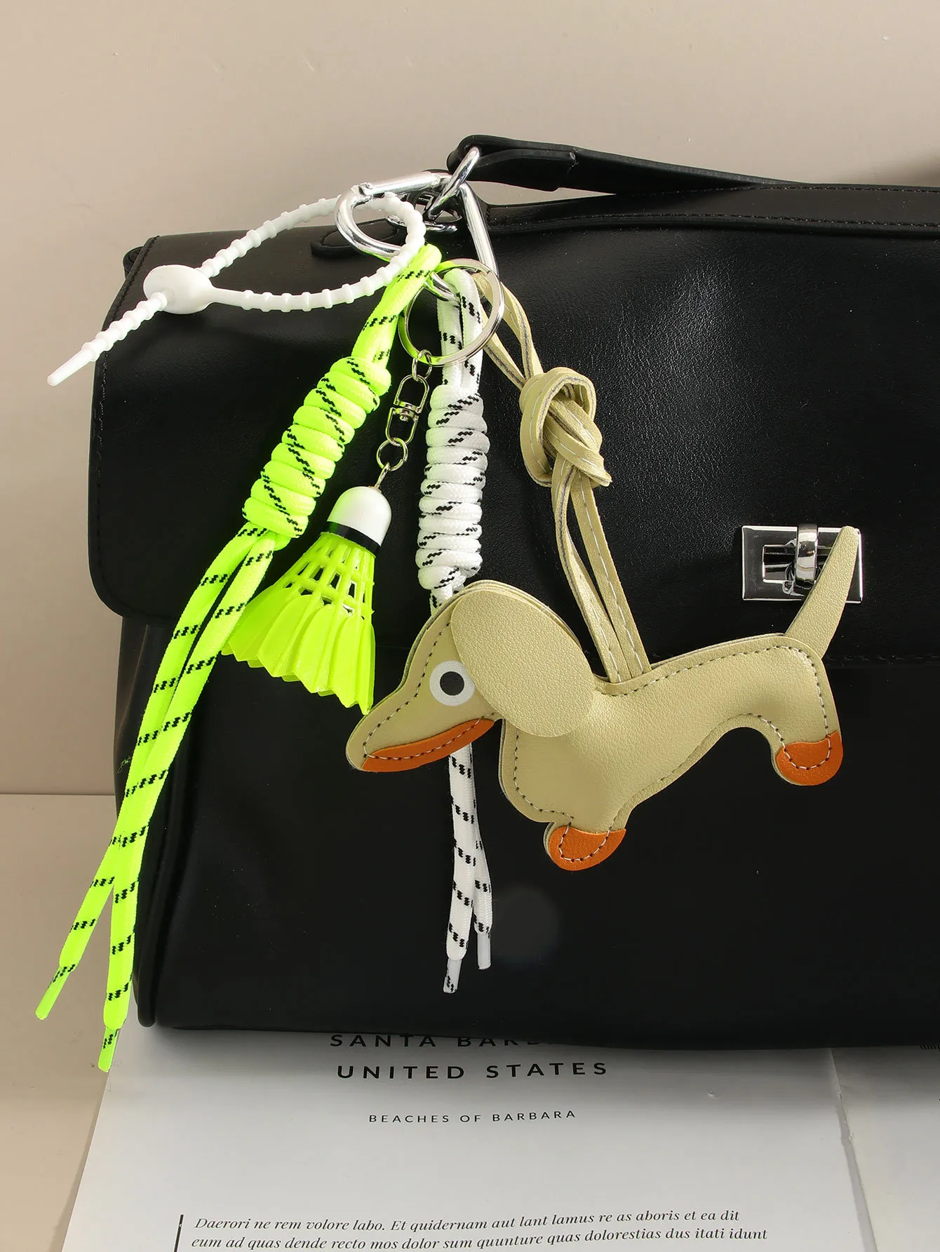 Cute Leather Sausage Dog Keychain Package Pendant Handmade Braided Rope Miu Style Original Design Pu Material Animal Pattern Ornaments display picture 7