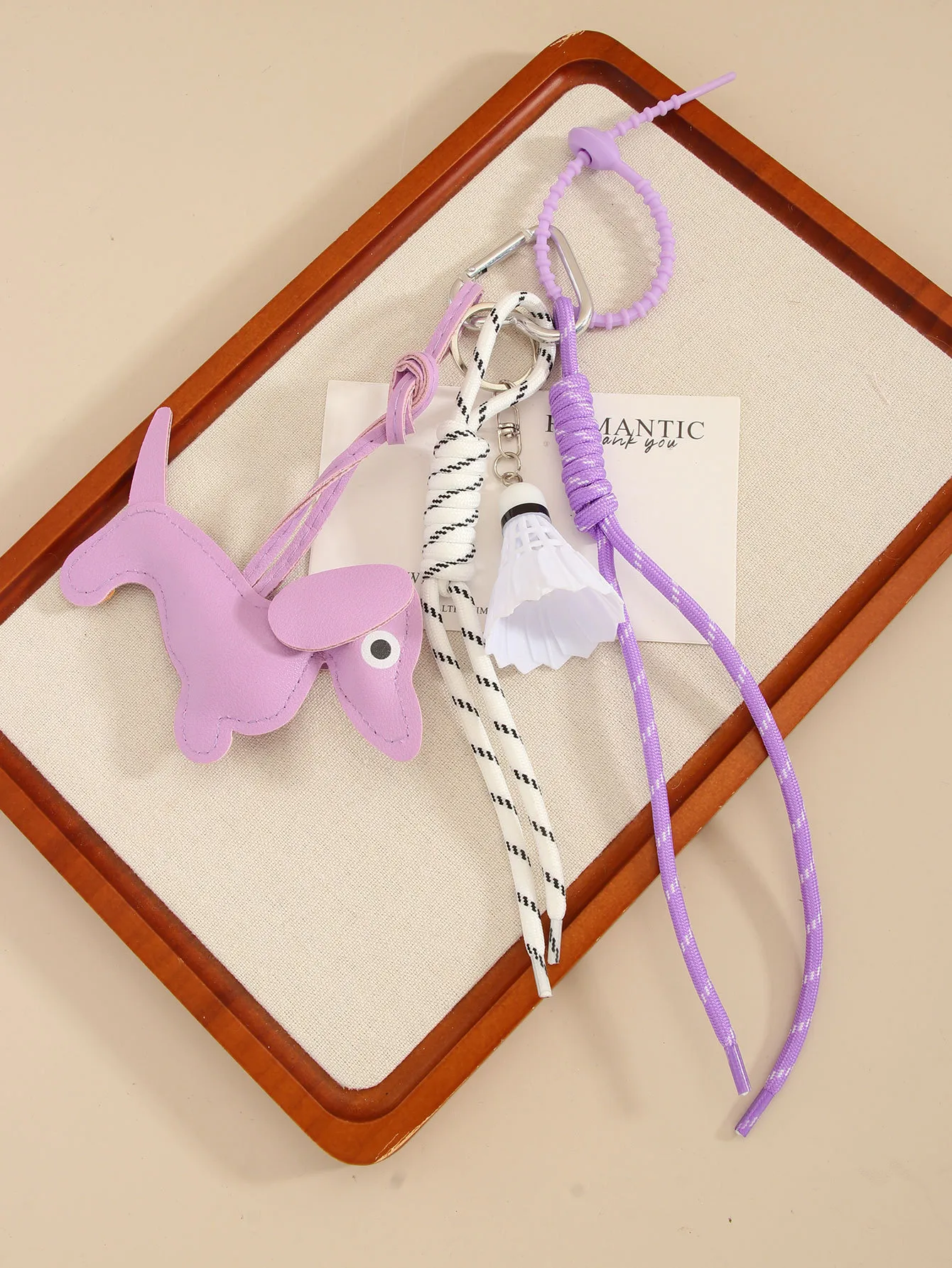 Cute Leather Sausage Dog Keychain Package Pendant Handmade Braided Rope Miu Style Original Design Pu Material Animal Pattern Ornaments display picture 11