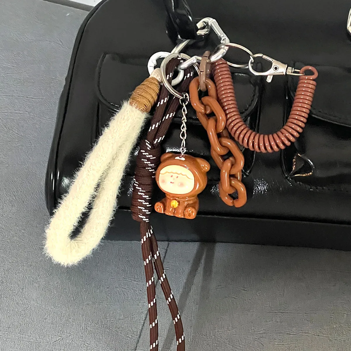 Style Cartoon Bear Lili Mobile Phone Strap Braided Rope Package Pendant Accessories Personalized Mixed Material Kitty  Gift display picture 7