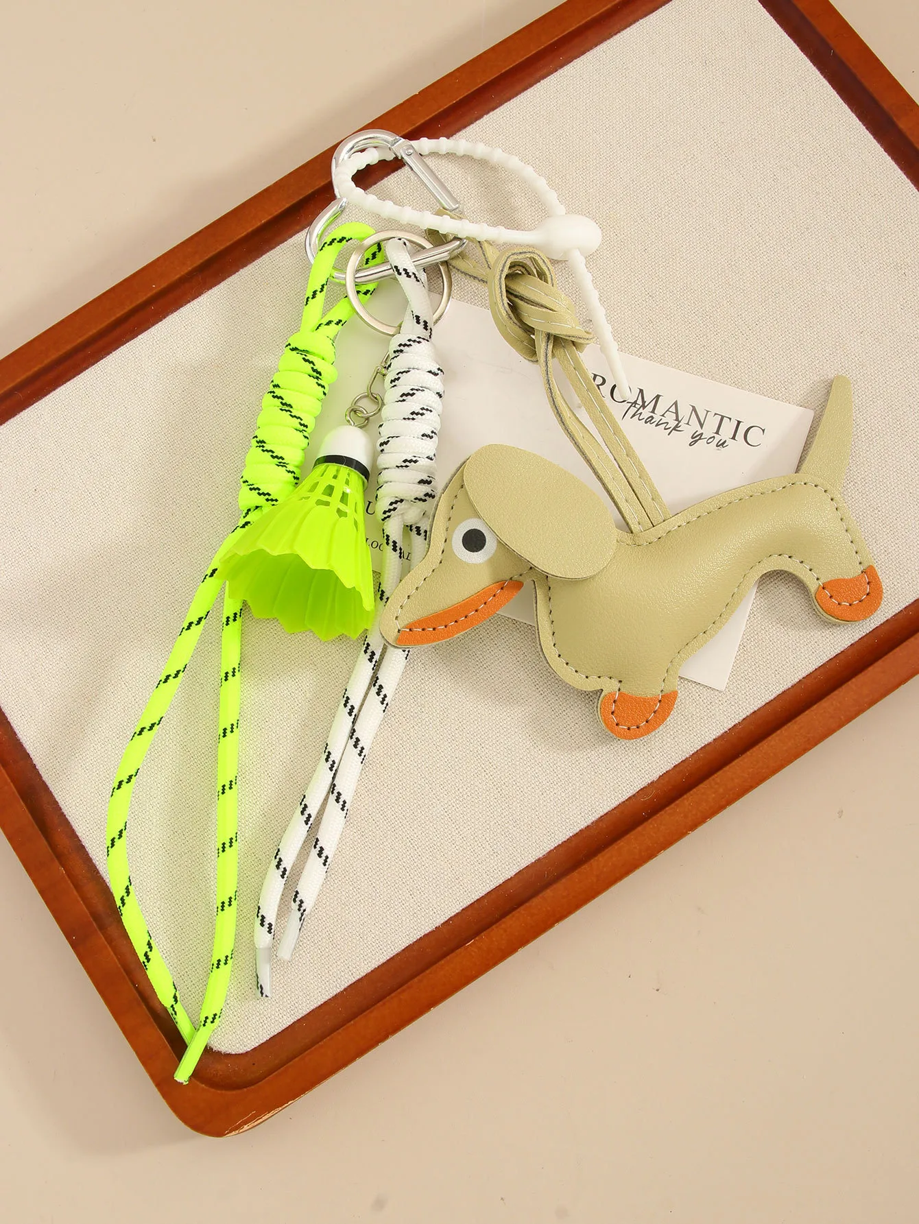 Cute Leather Sausage Dog Keychain Package Pendant Handmade Braided Rope Miu Style Original Design Pu Material Animal Pattern Ornaments display picture 13