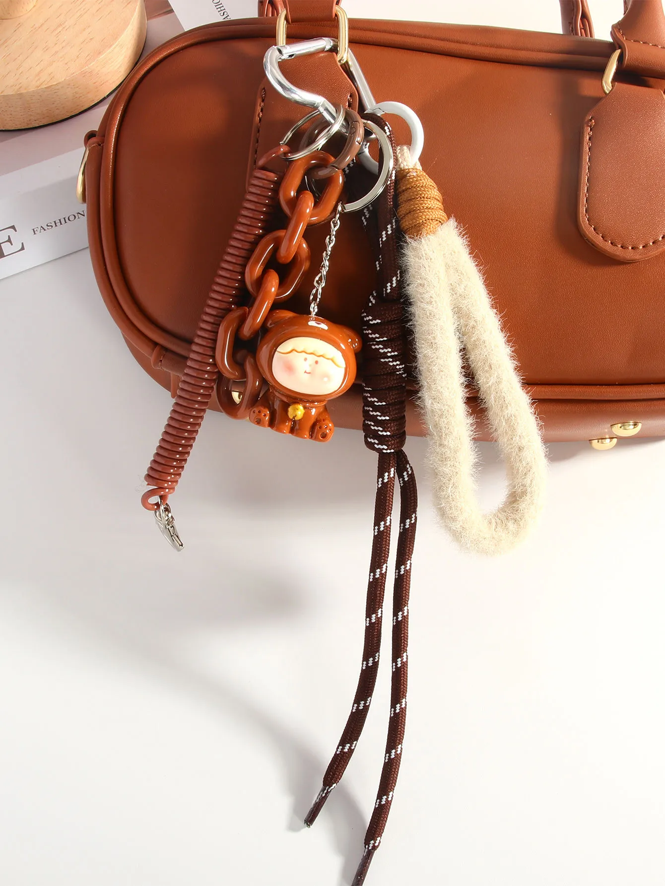 Style Cartoon Bear Lili Mobile Phone Strap Braided Rope Package Pendant Accessories Personalized Mixed Material Kitty  Gift display picture 4