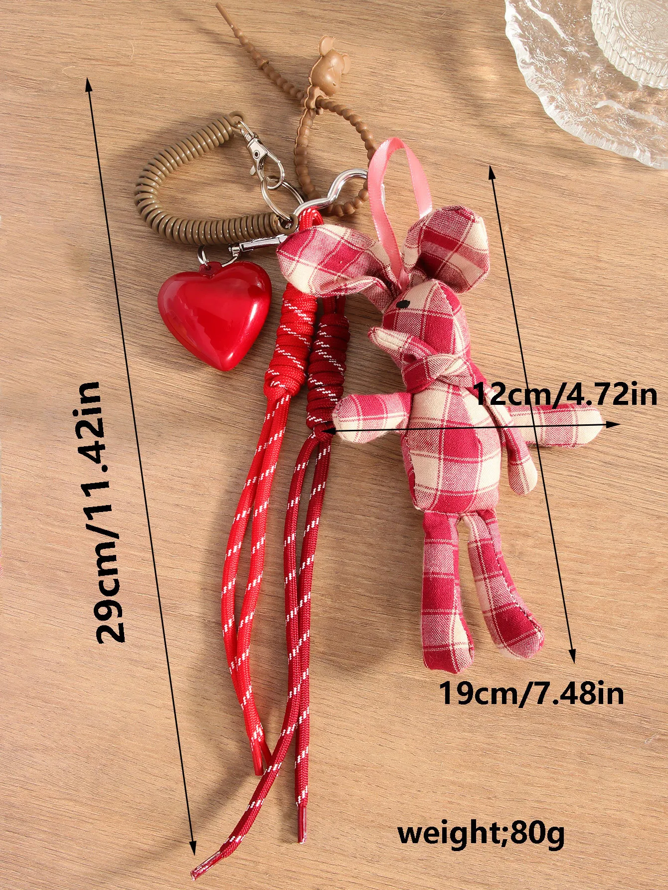 New Year Hot Style Angora Red Resin Large Heart-Shaped Cloth Cartoon Rabbit Pattern Bag Pendant Ornament Personalized Knitted Mixed Material display picture 1