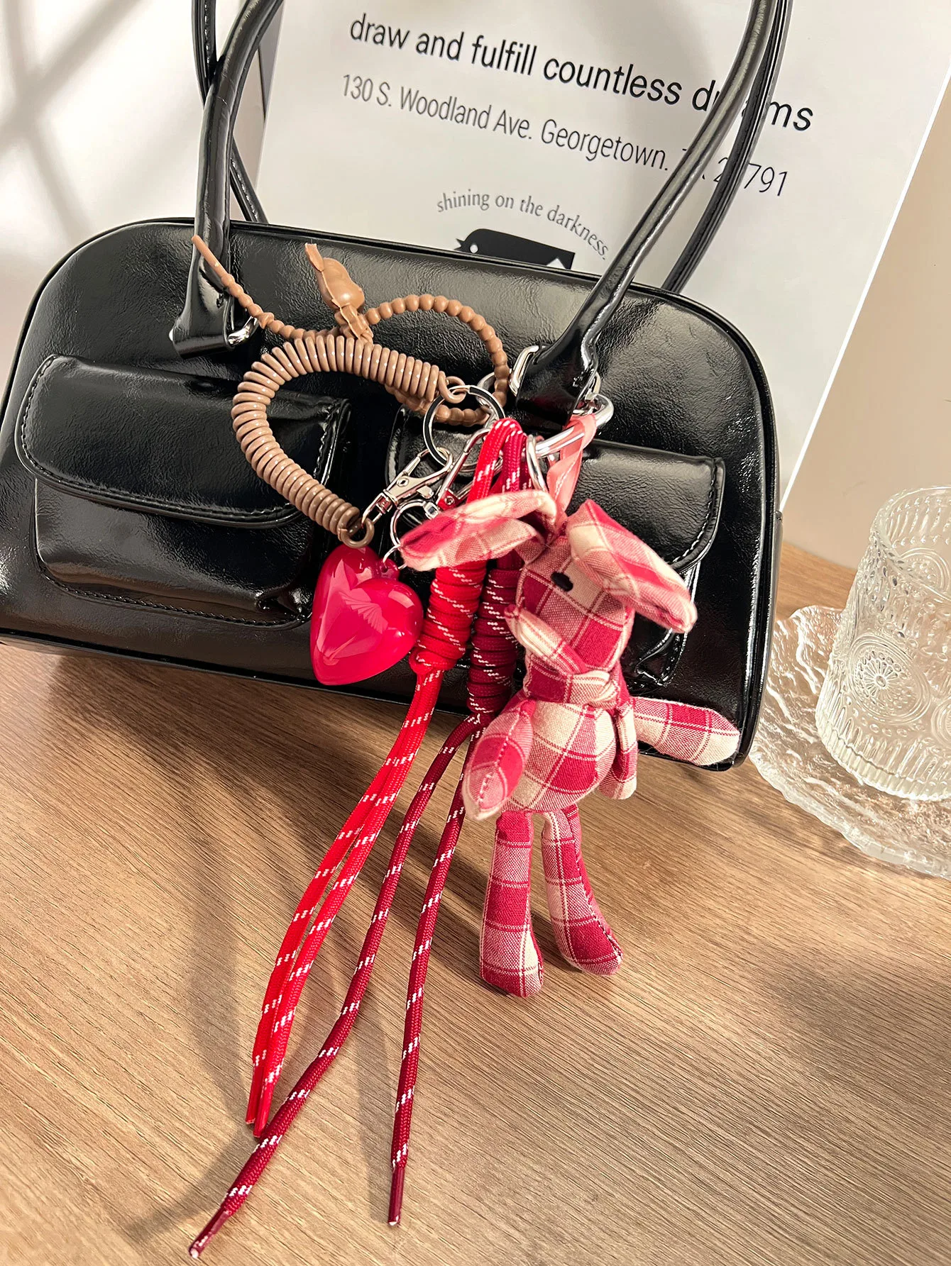 New Year Hot Style Angora Red Resin Large Heart-Shaped Cloth Cartoon Rabbit Pattern Bag Pendant Ornament Personalized Knitted Mixed Material display picture 3