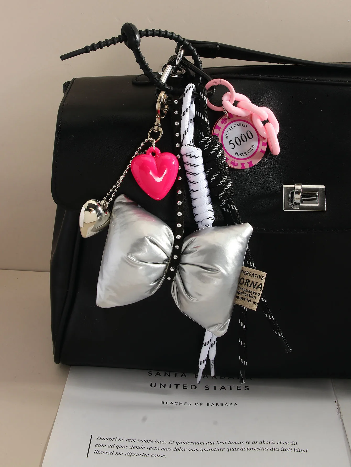 New InS-style Bow Heart-shaped Leather Woven Rope Bag With Cotton Handbag Decoration display picture 2