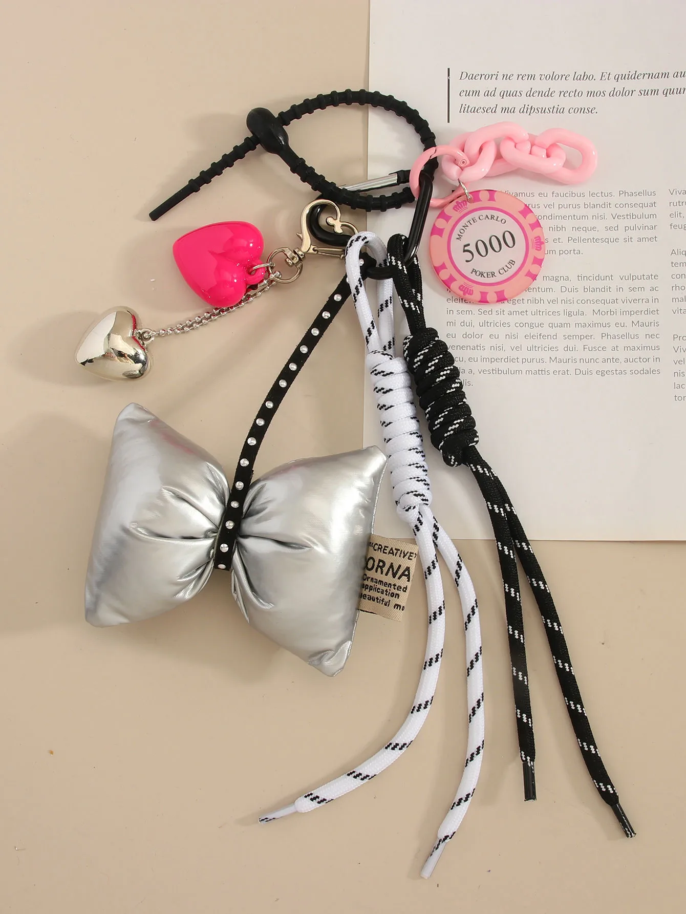 New InS-style Bow Heart-shaped Leather Woven Rope Bag With Cotton Handbag Decoration display picture 4