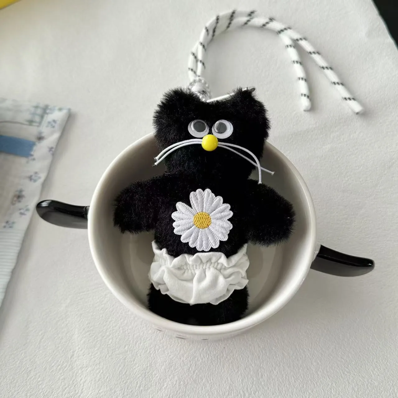 Black Cat Plush Toys Keychain Cute And Ugly Trendy Design Half-Handmade Making Bear/Pig/Animal Pattern Ornaments display picture 5