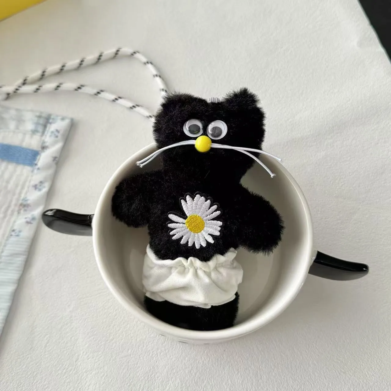 Black Cat Plush Toys Keychain Cute And Ugly Trendy Design Half-Handmade Making Bear/Pig/Animal Pattern Ornaments display picture 6