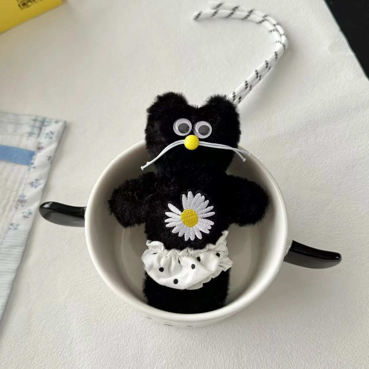 Black Cat Plush Toys Keychain Cute And Ugly Trendy Design Half-Handmade Making Bear/Pig/Animal Pattern Ornaments display picture 7