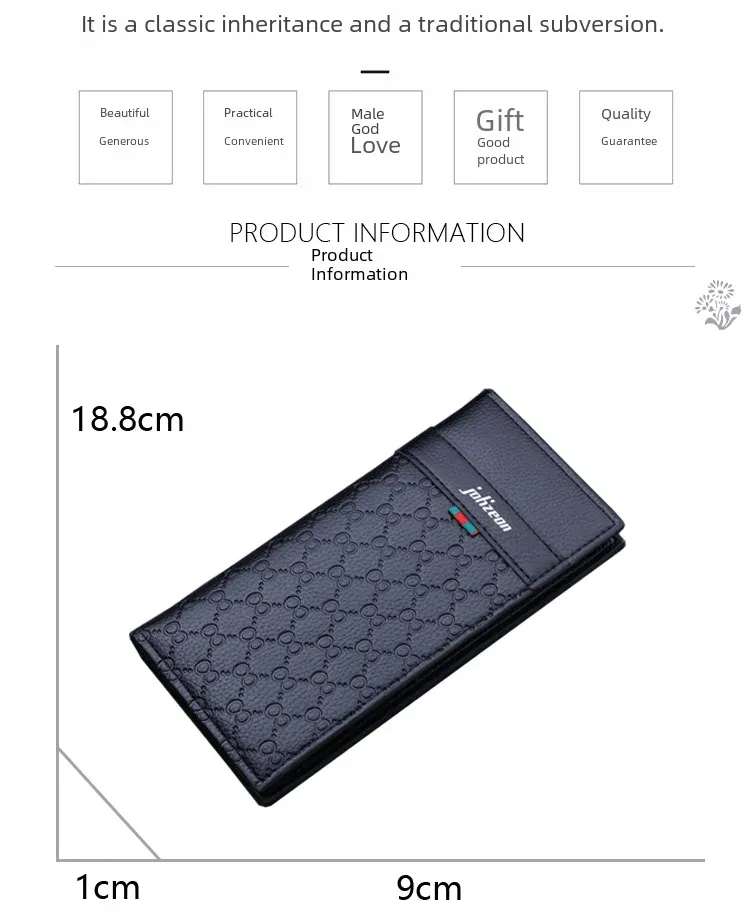 Men's Long Slim Leather Wallet Multiple Card Slots Ultra-Thin Financial Wallet Men's Wallet Lightweight Synthetic Fiber Lining display picture 2
